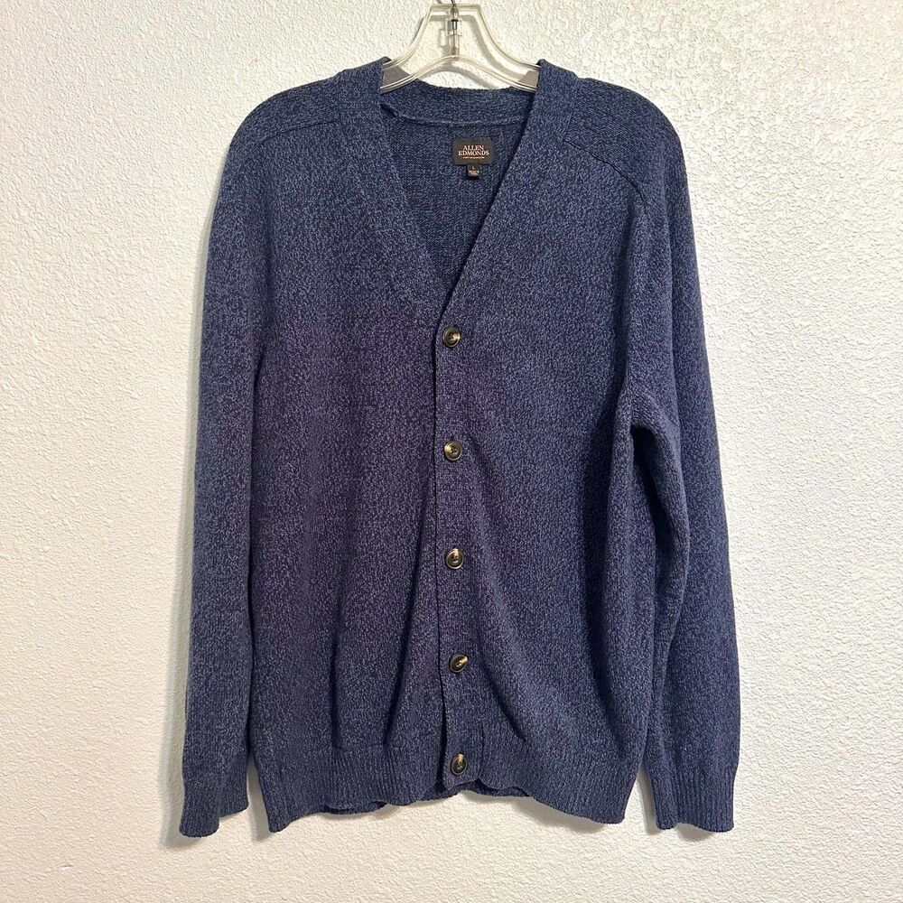 Allen Edmonds Cardigan Men Size Large Navy Blue Button-Up Long Sleeve Knit